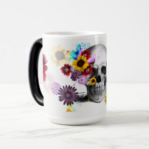 Floral gothic skull and butterflies magic mug