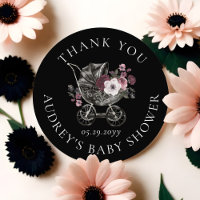 Floral Gothic Stroller Black Thank You Baby Shower
