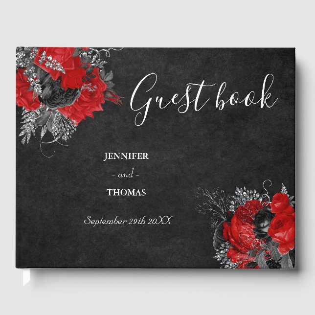 Floral Gothic wedding guest book (Front)