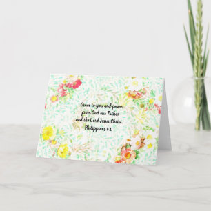 Floral Grace Scripture Note Card Philippians 1:2