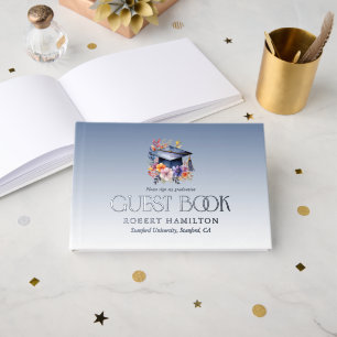 Floral Grad Hat Graduation Party Invitation Guest Book