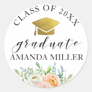 Floral graduate personalized graduation sticker