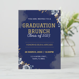 Floral Graduation Brunch Elegant Breakfast For Her Invitation