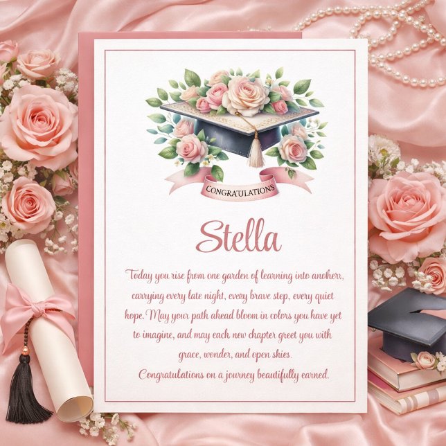 Floral Graduation Cap Congratulations Card (Creator Uploaded)