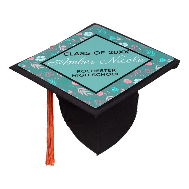 Floral Graduation Cap Topper (Angled)