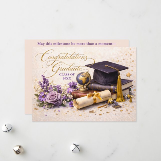Floral Graduation Congratulations Card  (Front/Back In Situ)