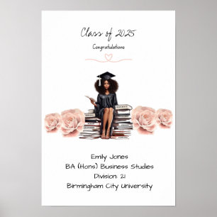 Floral Graduation Degree certificate Poster