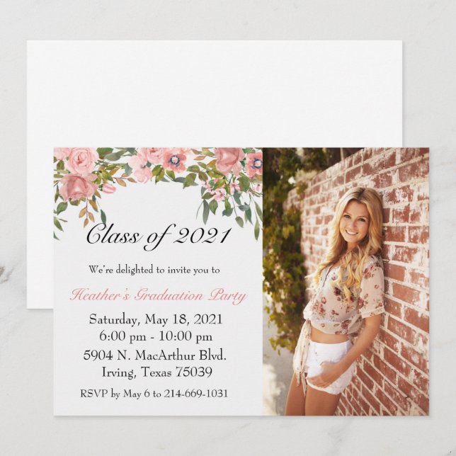 Floral Graduation Invitation (Front/Back)