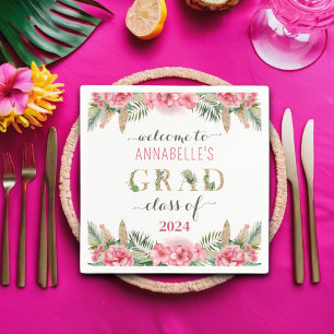 Floral Graduation Luau Class Of 2024 Napkin
