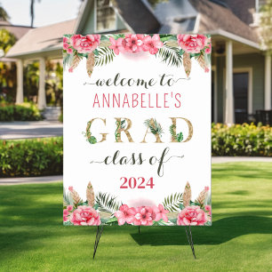 Floral Graduation Luau Class Of 2024 Welcome Poster