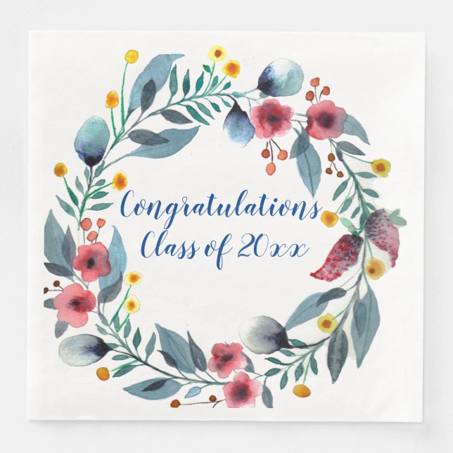 Floral Graduation Napkin (Front)