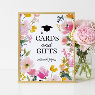 Floral Graduation Party Cards and Gifts Sign