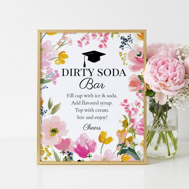 Floral Graduation Party Dirty Soda Bar Sign (Creator Uploaded)