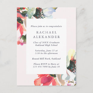 Floral Graduation Party Invitation in Blush