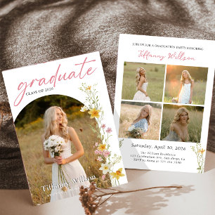 Floral Graduation Party Photo Invitation