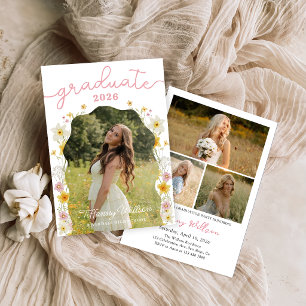 Floral Graduation Party Photo Invitation