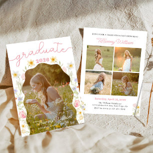 Floral Graduation Party Photo Invitation