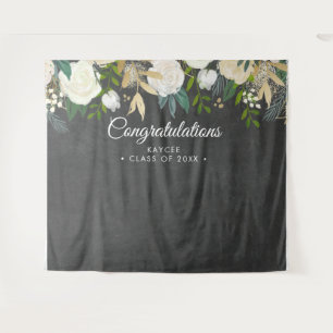 Floral Graduation Photo Backdrop - Photo Prop Tapestry