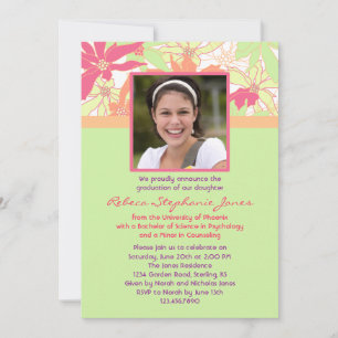 Floral Graduation Photo Invitation