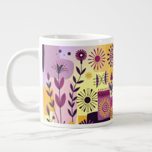 Floral graffiti large coffee mug