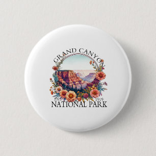 Floral Grand Canyon National Park Hiking Camping O 2 Inch Round Button