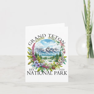 Floral Grand Teton National Park Hiking Camping Ou Card