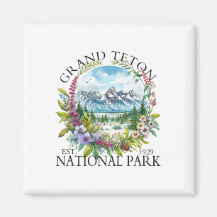 Floral Grand Teton National Park Hiking Camping Ou Magnet