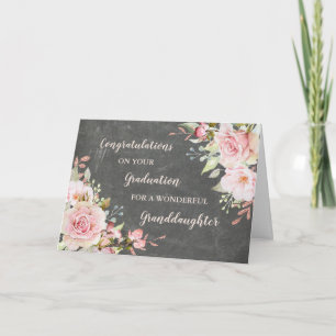 Floral Granddaughter Congratulations Graduation Card