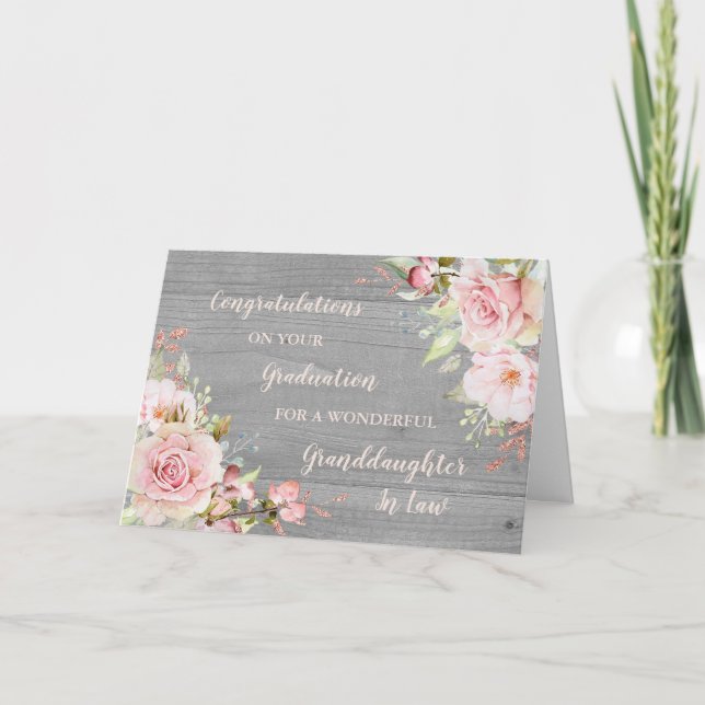 Floral Granddaughter In Law Graduation Card (Front)