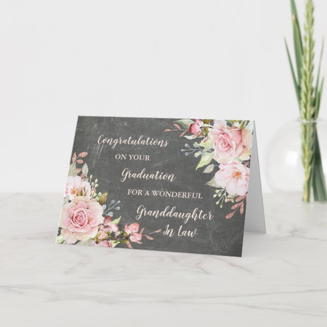 Floral Granddaughter In Law Graduation Card (Front)