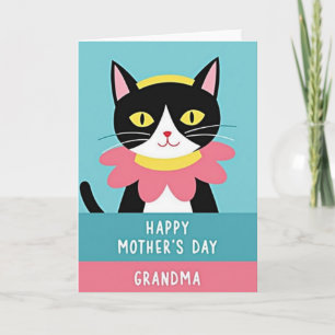Floral Grandma Cat Day Card