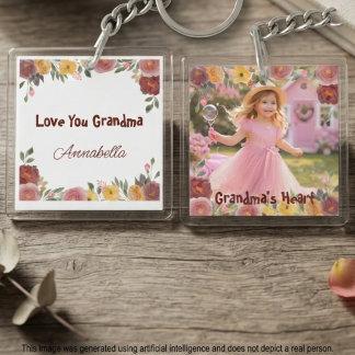 Floral Grandma Photo – Keepsake Gift Keychain