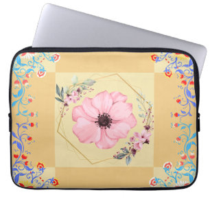 Floral Graphic Art, Orange Spring Rebirth Laptop Sleeve