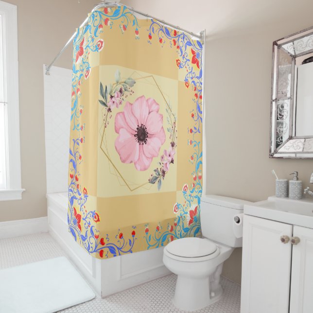 Floral Graphic Artwork, Orange Spring Flowers (In Situ)