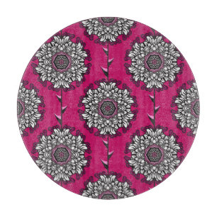 Floral Graphic Flowers Pink Seamless Cutting Board