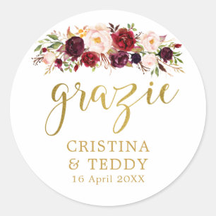 Floral Grazie Monogram Wedding Favour Sticker