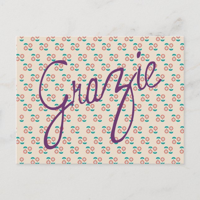 Floral Grazie Thank You Wedding Postcard (Front)