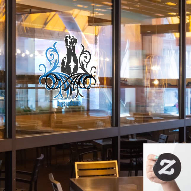 Floral Great Dane Sticker / Cling (Restaurant Window)