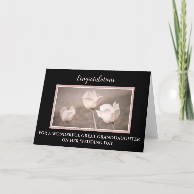 Floral Great Granddaughter Wedding Day Card (Front)