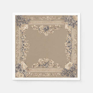 floral greek key toile pattern,  napkin