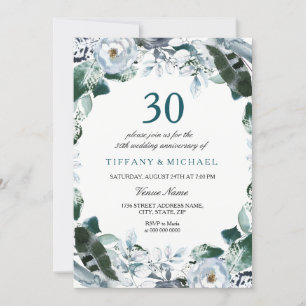 Floral Green 30e Mariage Invitation de l'anniversa
