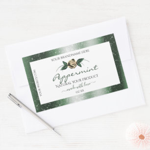Floral Green and Gold Frame White Product Labels