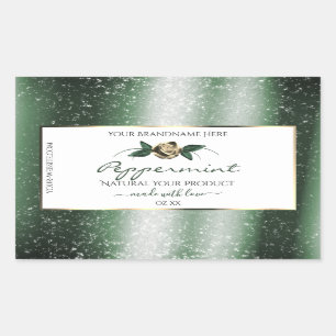 Floral Green and Gold Frame White Product Labels