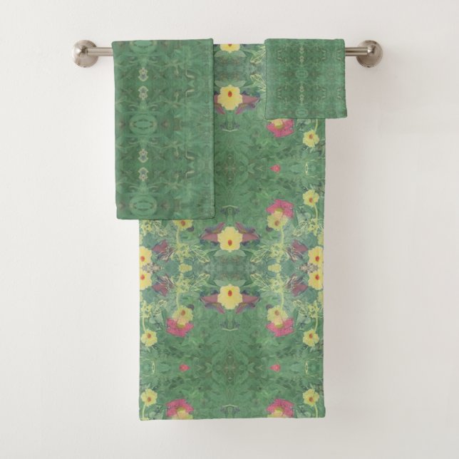 Floral Green  Bath Towel Set (Insitu)
