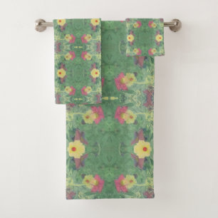 Floral Green Bath Towel Set
