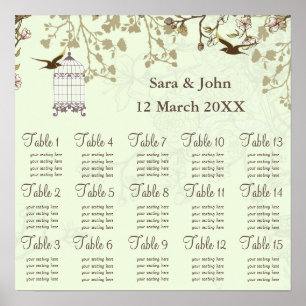floral green bird cage, love birds Seating Chart