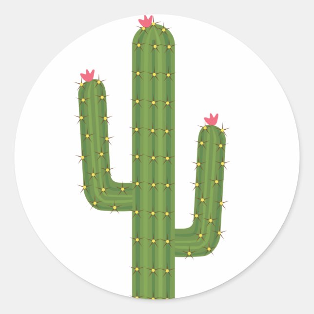 Floral Green Cactus Pink Flowers Sticker / Seal (Front)