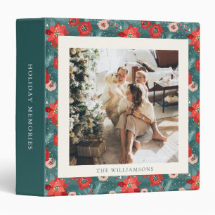 Floral Green Christmas Personalized Family Photo Binder