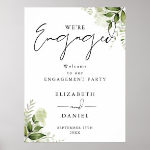Floral Green Engagement Affiche de bienvenue de la