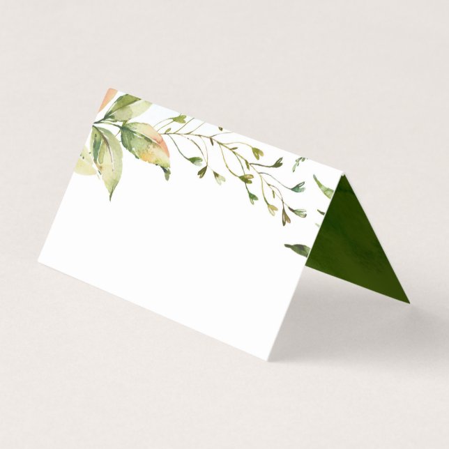 Floral Green Foliage Table Place Card (Back)